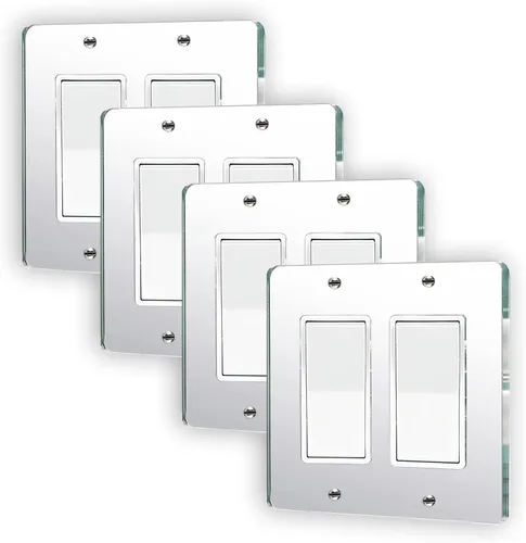 Vista 14 de 10 placas para interruptor de luz de espejo, salida de doble orificio de 4.72 x 2.91 pulgadas, cubierta de luz de interruptor, placas de pared