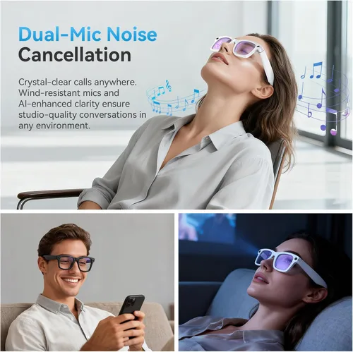 Vista 6 de AI Smart Glasses with Camera,8MP 2K HD Camera Glasses,AI Voice Control,Photo Recognition and Translation,Smart Sunglasses with Bluetooth Call,IP67