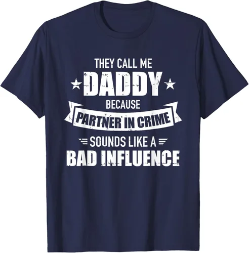 Vista 29 de Call me dad partner in crime bad influence camiseta divertida regalo papá, Negro, S