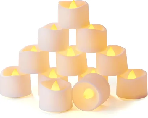 Vista 11 de Homemory Velas de té con temporizador que funcionan con pilas, temporizador de 6 horas integrado, encendido automático diario, velas votivas LED sin