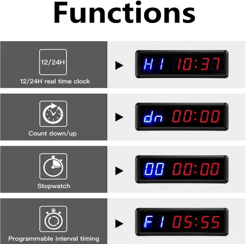 Vista 3 de Temporizador de intervalo LED de cuenta atrás/hacia arriba cronómetro con control remoto para gimnasio en casa Fitness