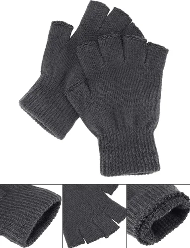 Vista 2 de SATINIOR 4 pares de guantes de invierno de medio dedo, guantes de punto sin dedos, guantes elásticos cálidos para hombres y mujeres