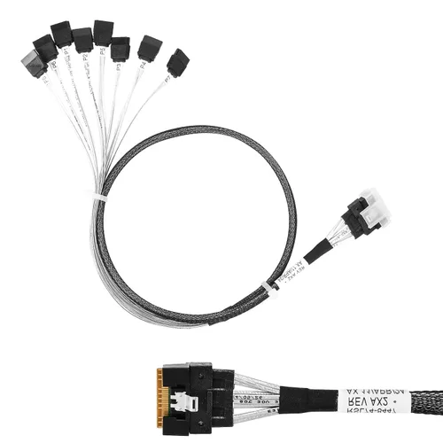 Vista 4 de Dispositivo de carga de 8 a 8 unidades, de 74P a 8 unidades de 74P a 8 unidades de 7P, SlimSAS Host/RAID a SATA Target HD, cable de 33.5 in