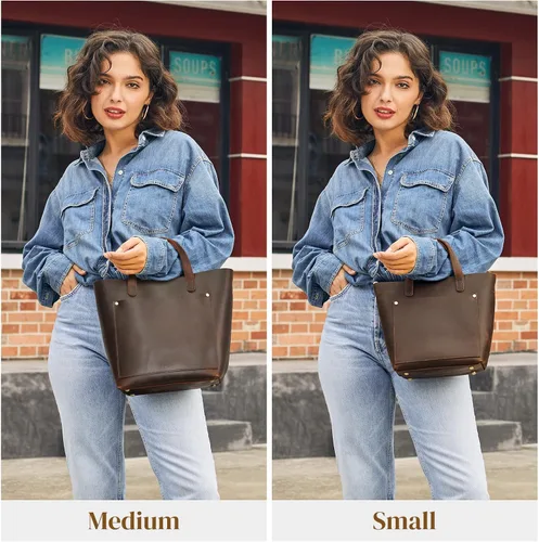 Vista 2 de S-ZONE Bolso cruzado de cuero genuino para mujer, con asa superior y bolsa
