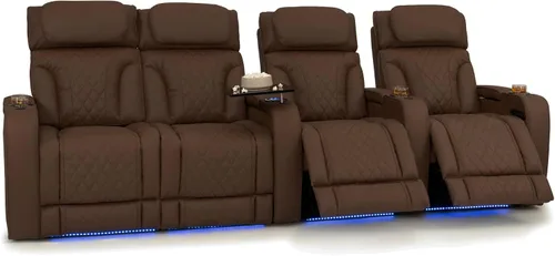 Vista 37 de Seatcraft Luminis 365 - Asiento de cine en casa (fila de 2 biplazas), color carmesí