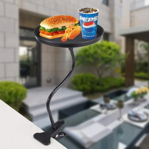 Vista 6 de JSCARLIFE Soporte para bandeja de comida para coche, bandeja ajustable para aperitivos de coche, bandeja giratoria de 360 grados, bandeja