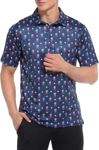 Vista 2 de LRD Camisas de golf para hombre UPF 50 de manga corta que absorbe la humedad