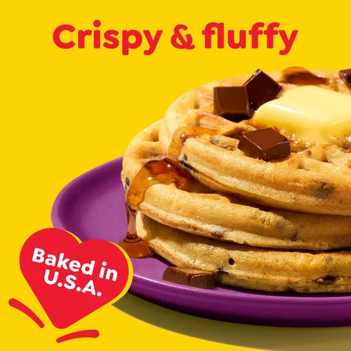 Vista 5 de Eggo Waffles con chispas de chocolate, comida para el desayuno, 24 gofres (congelados)