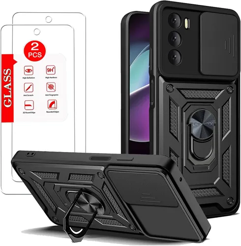 Vista 6 de Funda para Motorola G 5G 2022 con [2 unidades] Protector de pantalla de vidrio, para Moto G 2022, funda resistente a prueba de golpes