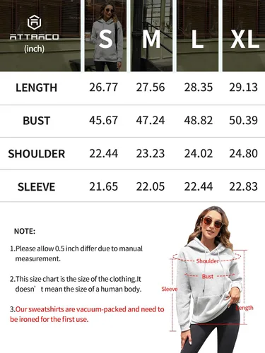 Vista 6 de ATTRACO Sudaderas con capucha de gran tamaño para mujer, sudaderas casuales con bolsillo de forro polar con capucha