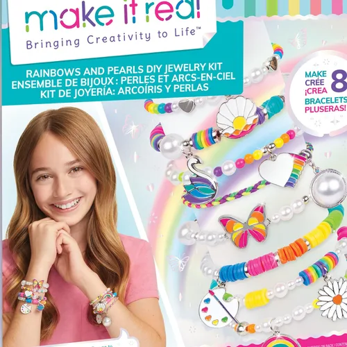 Vista 8 de Make It Real: Joyas de bricolaje con arco iris y perlas: haz 8 pulseras de moda con impresionantes dijes y cuentas temáticas de arcoíris, 598 piezas
