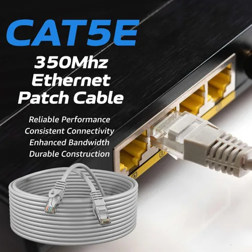 Vista 2 de Cables Direct Online Paquete de 2 cables de conexión Ethernet de red Cat5e de 1.5 pies, cable de Internet de 350 Mhz, compatible con PC, laptop