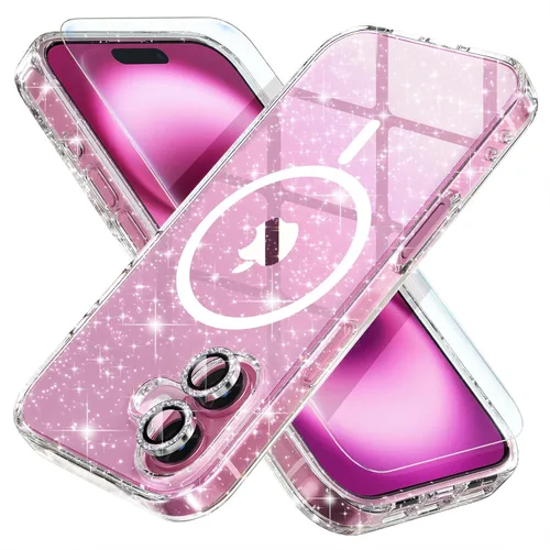 Vista 38 de Choiche Funda para iPhone 15 Pro Max compatible con MagSafe, color negro Purpurina negra