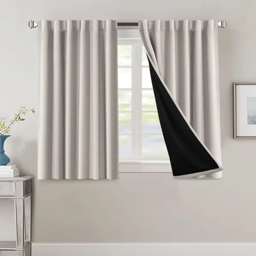 Vista 53 de H.VERSAILTEX Cortinas 100% opacas para dormitorio con forro negro, cortinas de oscurecimiento de habitación completa, con aislamiento térmico