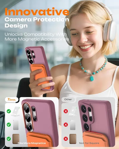 Vista 757 de TOCOL Funda magnética 3 en 1 para iPhone 15 Pro, mejorada [protección completa de cámara] con 2 protectores de pantalla, compatible con MagSafe Gris