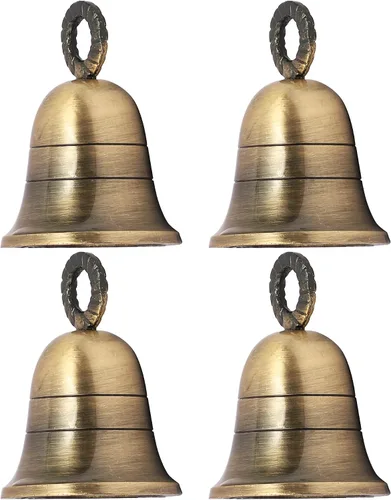 Vista 10 de Campanas de latón indio liso de oro antiguo, cascabeles de cascabel, decoración de puerta del hogar, manualidades, decoración de Navidad, campanas
