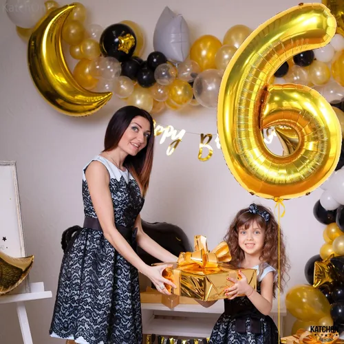 Vista 1075 de KatchOn Globo negro del número 1 de 40 pulgadas, globo de feliz cumpleaños Large Mylar Number One Balloon for 1st Birthday Decorations, Foil