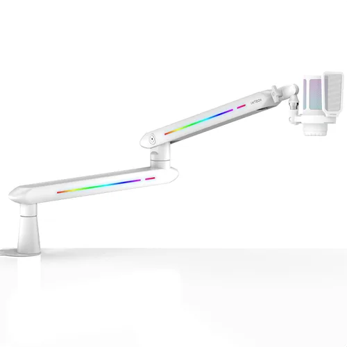 Vista 13 de IXTECH Brazo de Micrófono para Escritorio, Brazo de Micrófono Giratorio de 360° de Bajo Perfil, Brazo de Micrófono Ajustable con Columna Desmontable