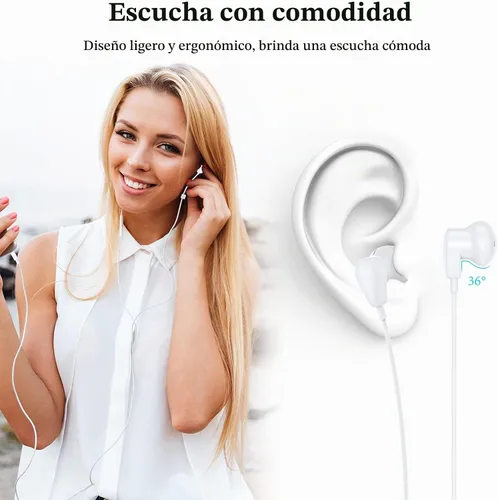 Vista 5 de Auriculares con cable para Samsung Galaxy A15 A14 A13 A12 A11 A20 S9, auriculares con cable de 0.138 in con micrófono, auriculares estéreo de alta