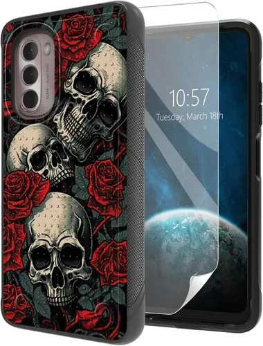 Vista 39 de Funda para Moto G Stylus 5G 2021 con protector de pantalla, a prueba de golpes, 2 en 1, parte trasera duradera de policarbonato duro texturizado