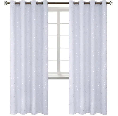Vista 124 de BGment Cortinas opacas para dormitorio infantil, con aislamiento térmico, con ojales, estampado de estrellas plateadas, cortinas para oscurecer