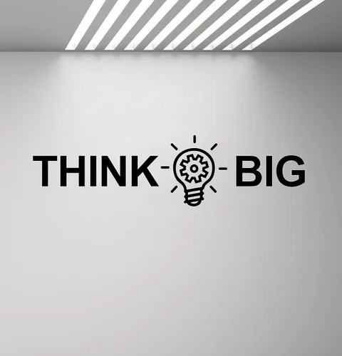 Vista 4 de Think Big Quote - Adhesivo de pared de vinilo para oficina y escuela, moderno, oficina, trabajo, decoración de sala de estudio, Y77 (grande, negro)