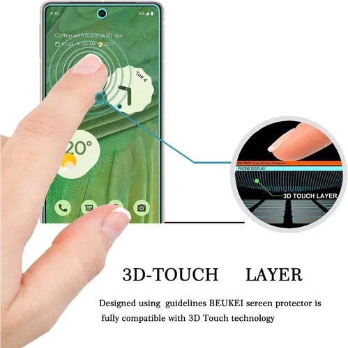 Vista 2 de Paquete de 4 protectores de pantalla de vidrio templado compatibles con Google Pixel 7, (6.3 pulgadas) sensible al tacto, compatible con fundas