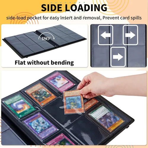 Vista 2 de Rading - Carpeta de tarjetas para Pokémon, béisbol, fútbol, hockey, fútbol, deporte, TCG, MTG, Yugioh, tarjetero con 4 bolsillos, funda de 160