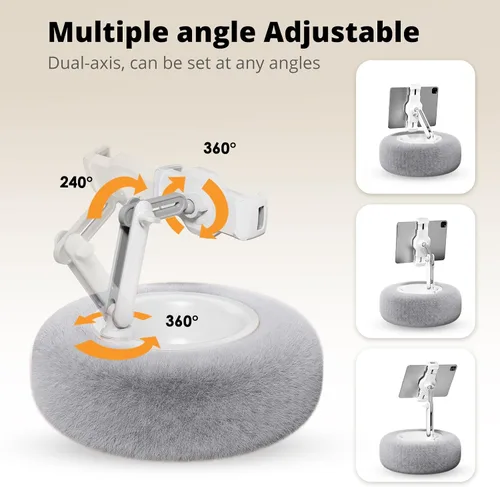 Vista 4 de SupeDesk - Almohada para tablet para cama, soporte ajustable para tableta con cuenco desmontable para aperitivos, soporte para teléfono para cama