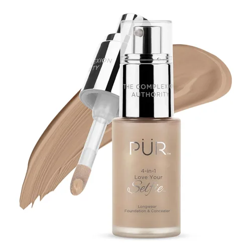 Vista 45 de PÜR MINERALS 4-in-1 Love Your Selfie Foundation & Concealer - Longwear Medium-to-Full Coverage Liquid Makeup Foundation with Hydrating Blend for