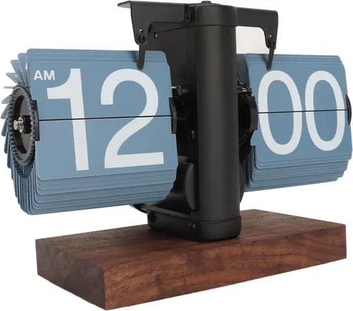 Vista 5 de Digital Flip Down Clock, Retro Mechanical Battery Operated Clock, Blue, 12-Hour Display - Vintage Style, Easy Time Adjustment, for Home and Office