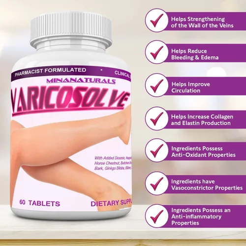 Vista 3 de VARICOSOLVE El suplemento natural para las venas de las piernas. 60 Tabletas