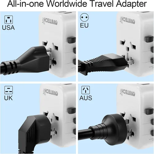 Vista 3 de Adaptador de viaje de carga rápida, Blanco, 28W US