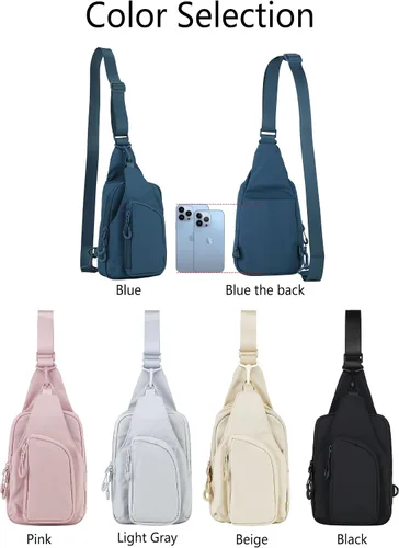 Vista 7 de Niumike Bolso bandolera pequeño con correas ajustables, bolsas cruzadas en el pecho, mochila diaria para mujeres y hombres, viajes al aire libre