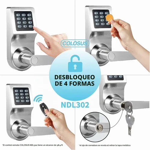 Vista 3 de Colosus Cerradura Digital Electrónica de Confianza sin Llave para Puerta, Teclado – Seguridad Smartcode, Otorgar y Controlar Acceso para Hogar Negro