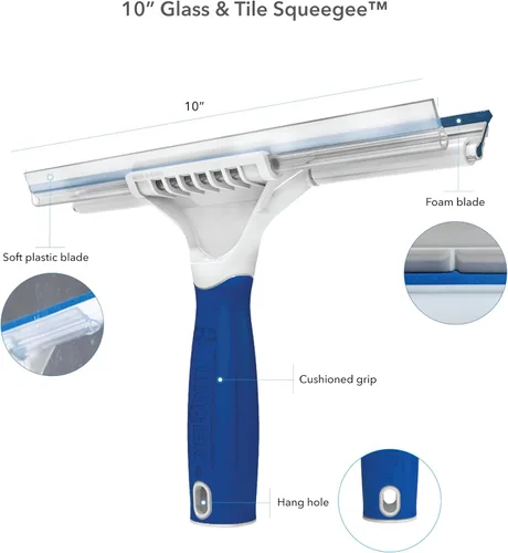 Vista 6 de Unger Professional Connect and Clean - Escobilla de ducha para vidrio y azulejos de 10 pulgadas, compatible con poste roscado estándar, suministros
