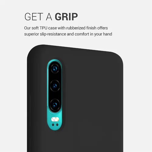 Vista 3 de kwmobile Funda compatible con Huawei P30 - Funda de silicona TPU con acabado suave - Negro