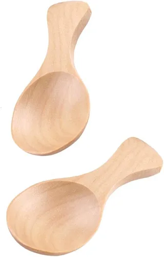 Vista 3 de AKOAK Mini cuchara de madera con mango corto, tarro pequeño perfecto de mermelada, especias, condimentos, azúcar, miel, cuchara de café de té
