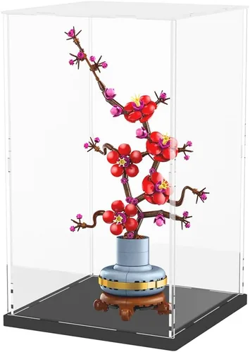 Vista 5 de DuvinDD Vitrina de acrílico para Lego Flowers Plum Blossom 10369 Lego Botanicals Lucky Bamboo 10344 Coleccionables, caja de exhibición transparente