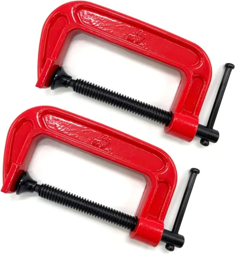 Vista 9 de Juego de abrazaderas en C de 4 pulgadas, abrazadera C de acero resistente, abrazaderas de fuerza industrial C para carpintería, soldadura y 1 unidad.