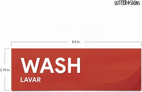 Vista 2 de Etiquetas adhesivas para fregadero de lavado y enjuague Letreros