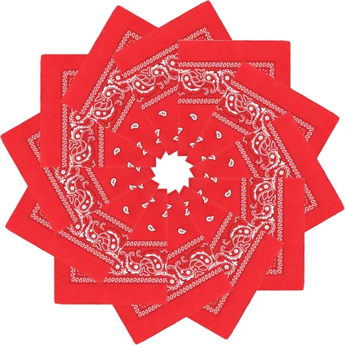 Vista 2 de Bandana roja de 21 pulgadas paquete de 12 unidades bandana roja a granel bandana de fiesta para hombre