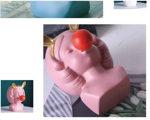 Vista 6 de Pequeño florero de resina nórdica linda chica chicle estatua figura suculenta planta maceta moderna decoración del hogar soporte para bolígrafo