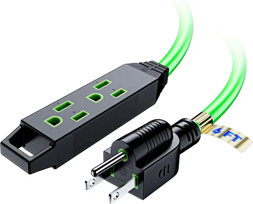Vista 29 de Cable de extensión de 2 pies, cable de extensión con múltiples tomas, calibre 16 (azul) con certificación ETL