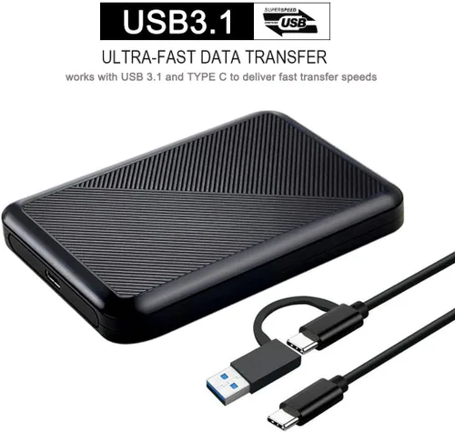 Vista 2 de 250GB Ultra Slim Disco duro externo portátil USB 3.1 Almacenamiento HDD tipo C para PC, Mac, portátil, PS4, Xbox one