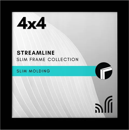 Vista 103 de Americanflat Portarretratos de 3 x 3 con cristal transparente pulido, colección Streamline, marco cuadrado de borde fino para exhibición de mesa