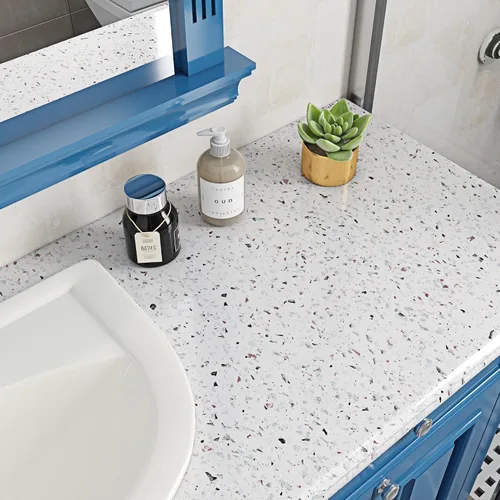 Vista 2 de Livelynine Papel de contacto de granito blanco para encimeras, impermeable, despegar y pegar, encimeras, papel tapiz para cocina, envoltura
