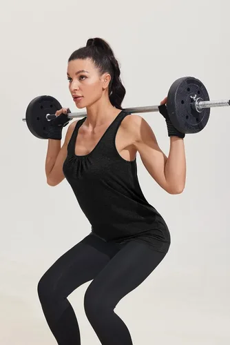 Vista 3 de Beyove Camisetas sin mangas de espalda cruzada para mujer, para yoga, atletismo, entrenamiento, sin mangas, ajuste holgado, paquete de 3