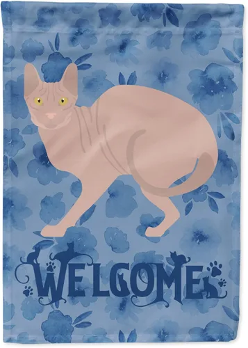 Vista 245 de Caroline's Treasures CK4813CHF - Bandera de bienvenida con gato abisinio azul, manga grande, para porche, para colgar en la pared, poliéster