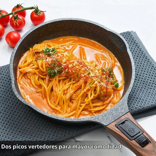Vista 3 de Juego de sartenes antiadherentes inteligentes de 8 y 12.5 pulgadas con asas extraíbles, aluminio fundido y sartenes antiarañazos, compatible